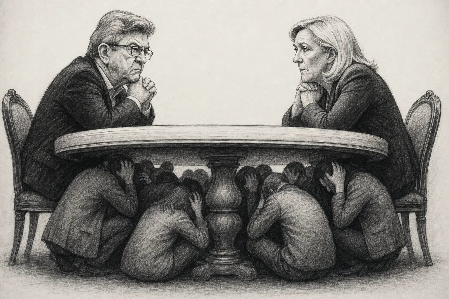 Une assemblée citoyenne divisée en deux blocs opposés, symbole de la polarisation entre LFI et le RN.